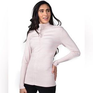 Frank Lyman Stretch Knit Top Metallic Blush Turtleneck